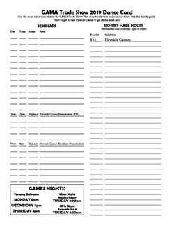 GAMA 2019 Dance Card